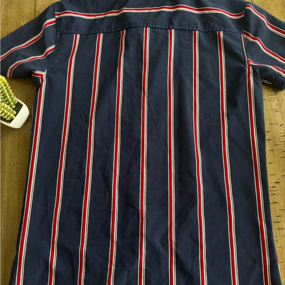 Casual Blue and Red Striped Button Down Shirt - Picture 3 of 10